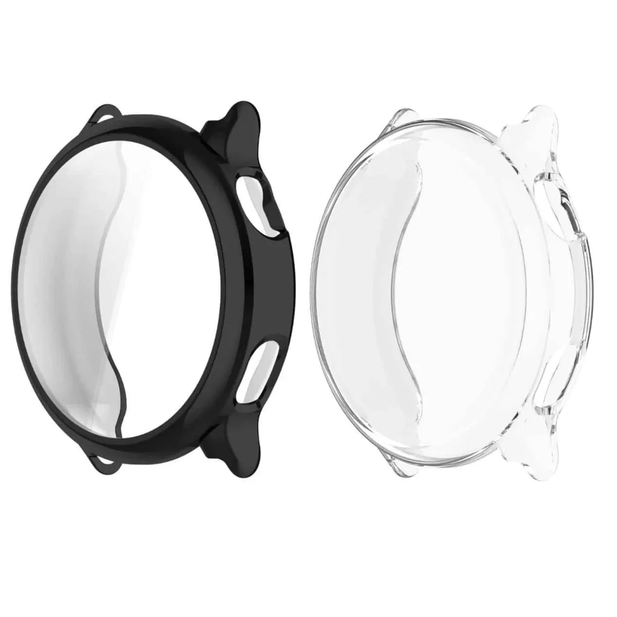 Twin Pack Soft Case Screen Protector Compatible with Garmin Vivoactive 6 - Black + Transparent