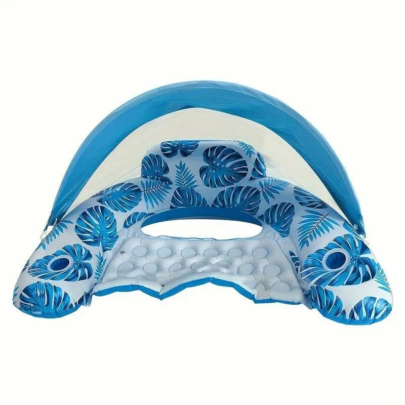 1pc Leaf Seat With Sunshade, Pool Party Water Rest Inflatable Seat,