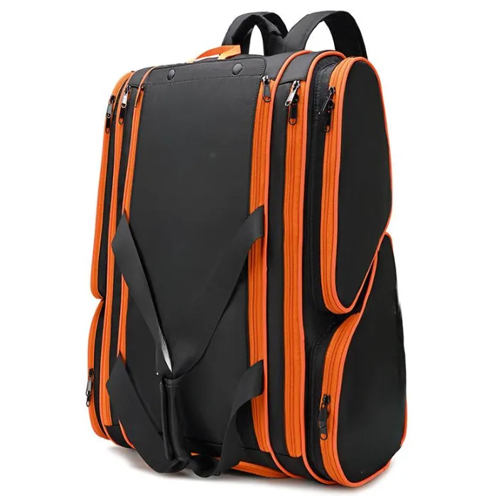 Tennis Badminton Backpack Racquet Carrying Bag Can Storage Gym Clothes Shoe - Black