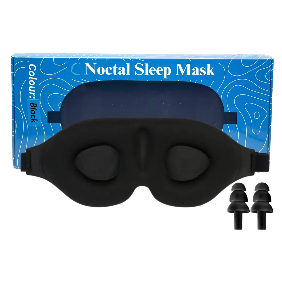 Noctal Premium Black 3D Eye Mask & Ear Plugs Combo For Enhanced Sleep - Black
