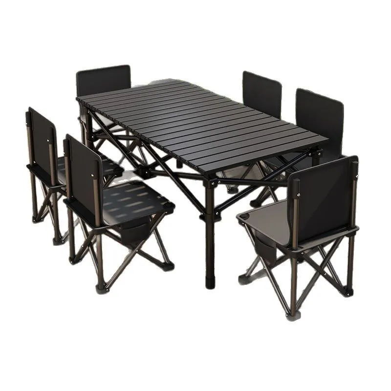 Explorer Outdoor Folding Table Chair Set, Portable Egg Roll Desk Combo