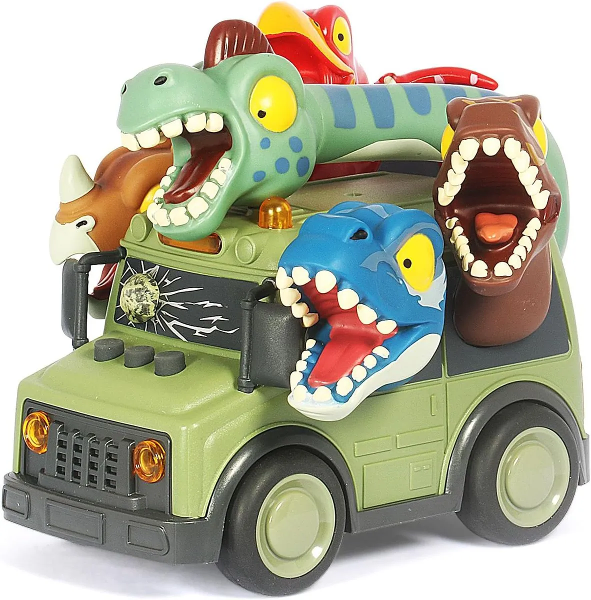 School Bus Toy with Light and Sound -Friction Powered Car Bus Toys for Kids - Dinosaur Green