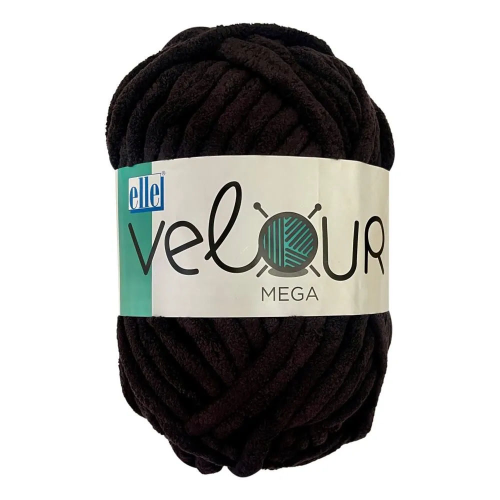 Elle Velour Mega Yarn - 500g Ball - Black 017