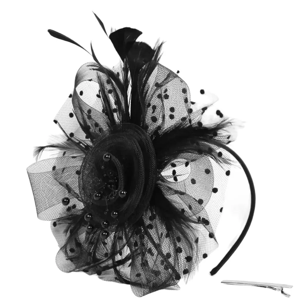 Feather Headdress, Small Hat, Hair Clip, Headband