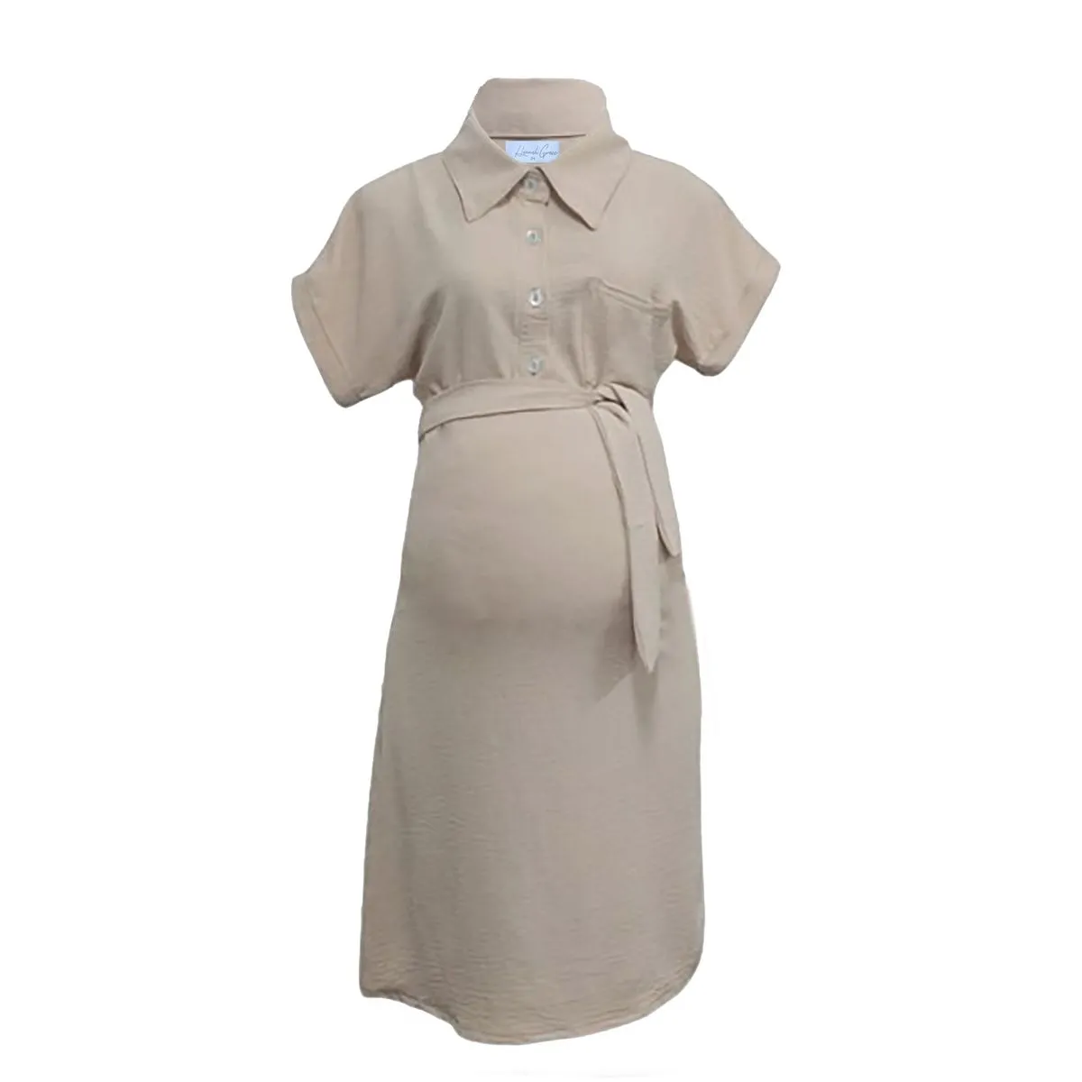 Hannah Grace Maternity Cappuccino Shirtwaist dress