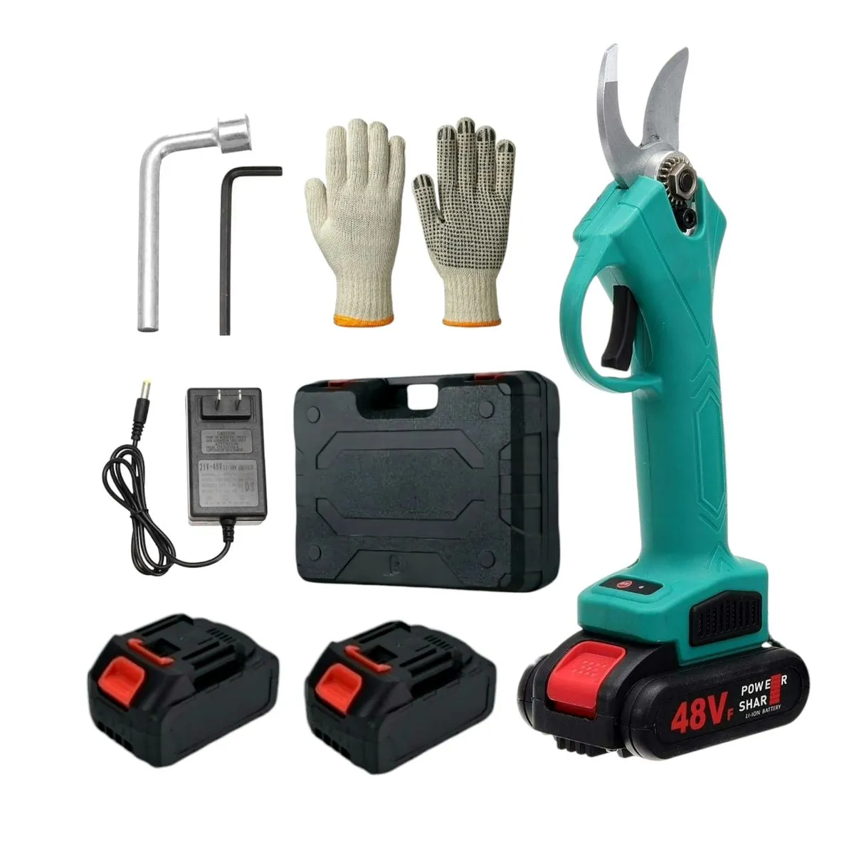 8 Piece Cordless Electric Pruning Shears Kit - 48V Blue Pruning Shear Kit