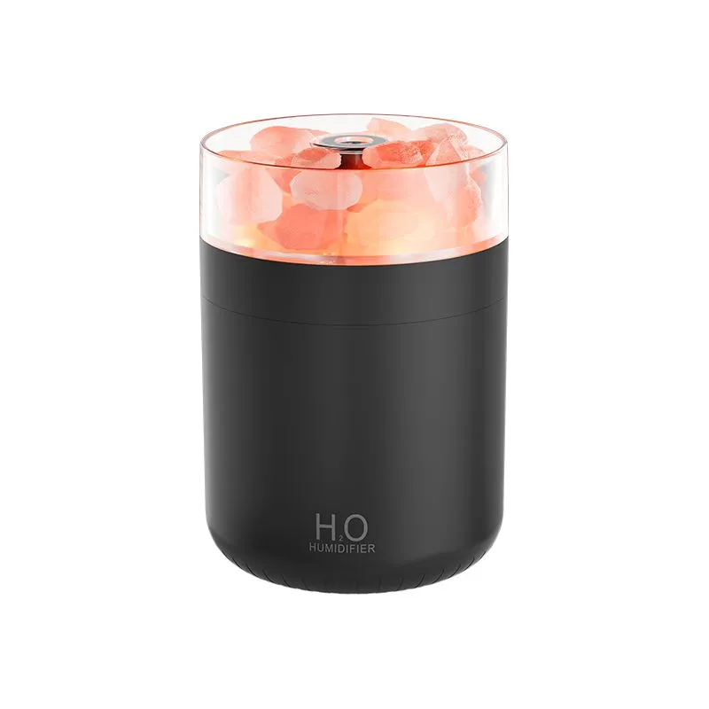 500mL Salt Lamp Humidifier & Night Light - Color Gradient & Quiet Mist - Black