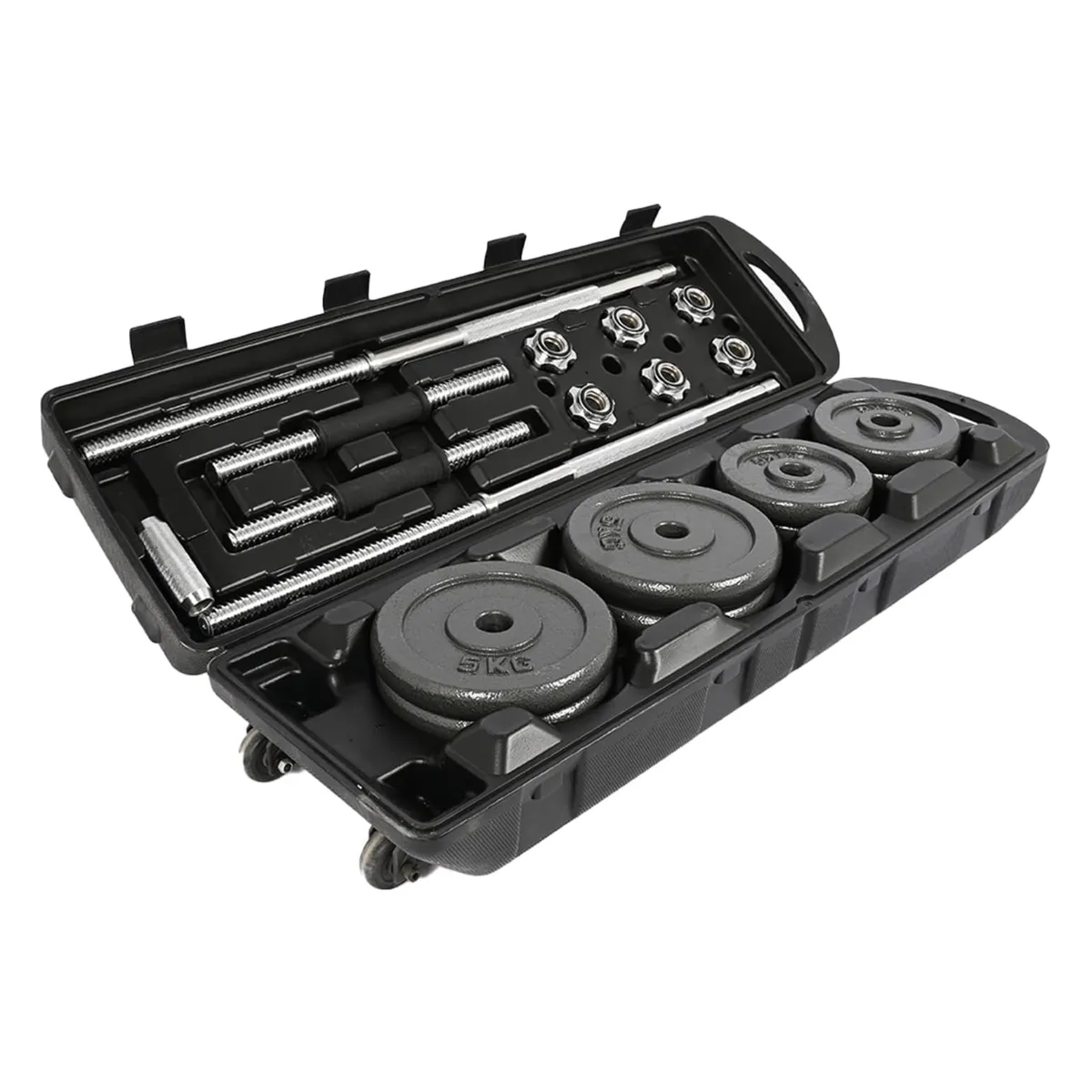 50kg Barbell Weights Set with Carrying Case-Adjustable Dumbbell and Barbell
