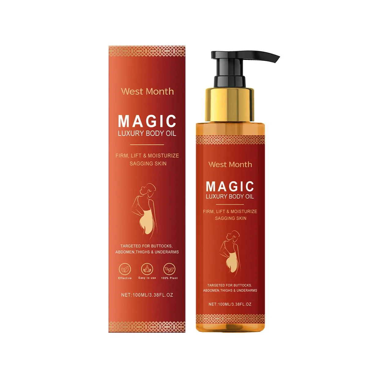 MAGIC LUXURY Firming Body Oil for Buttocks Abdomen Thighs and Underarms