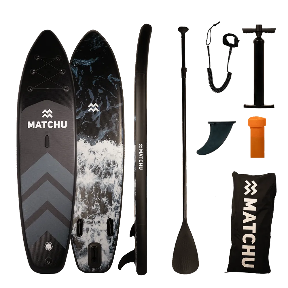 MATCHU SUP Board Aqua Camo design 10'6" Inflatable StandUp Paddle Board Set