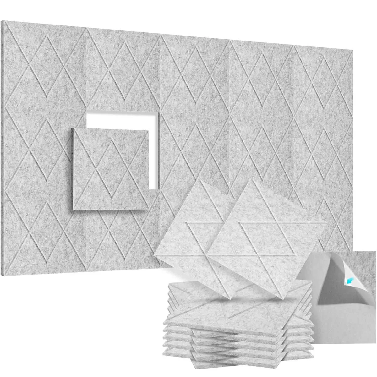 12 Pack Grey Acoustic Foam Panels, Self Adhesive Soundproof Wall Panels