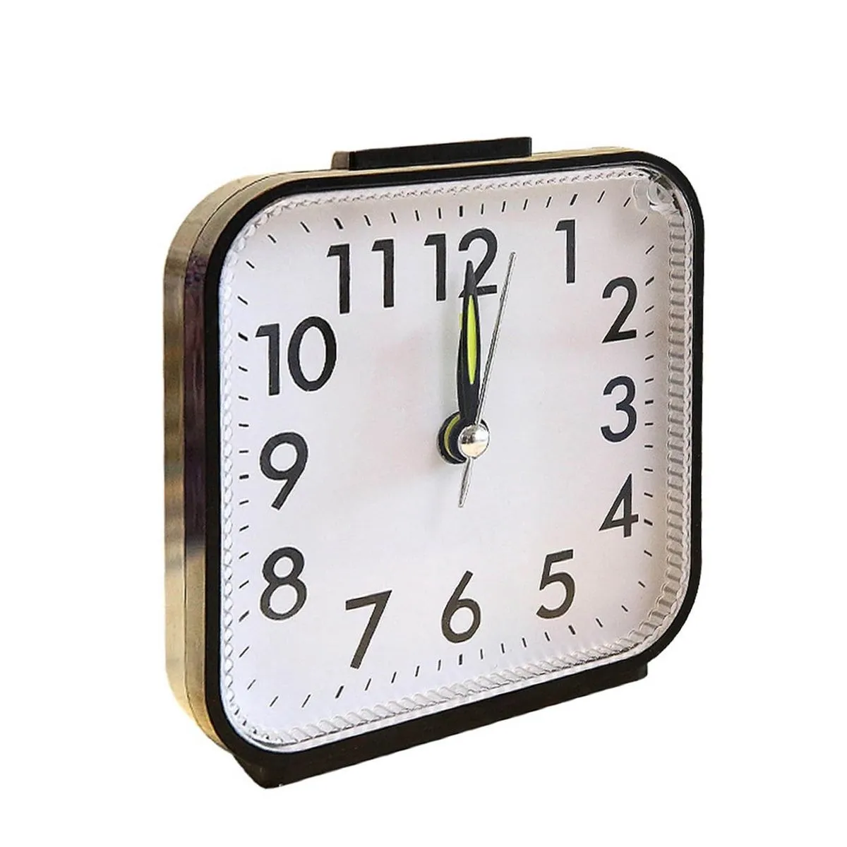 Black Compact Silent Non-Ticking Alarm Clock with Night Light
