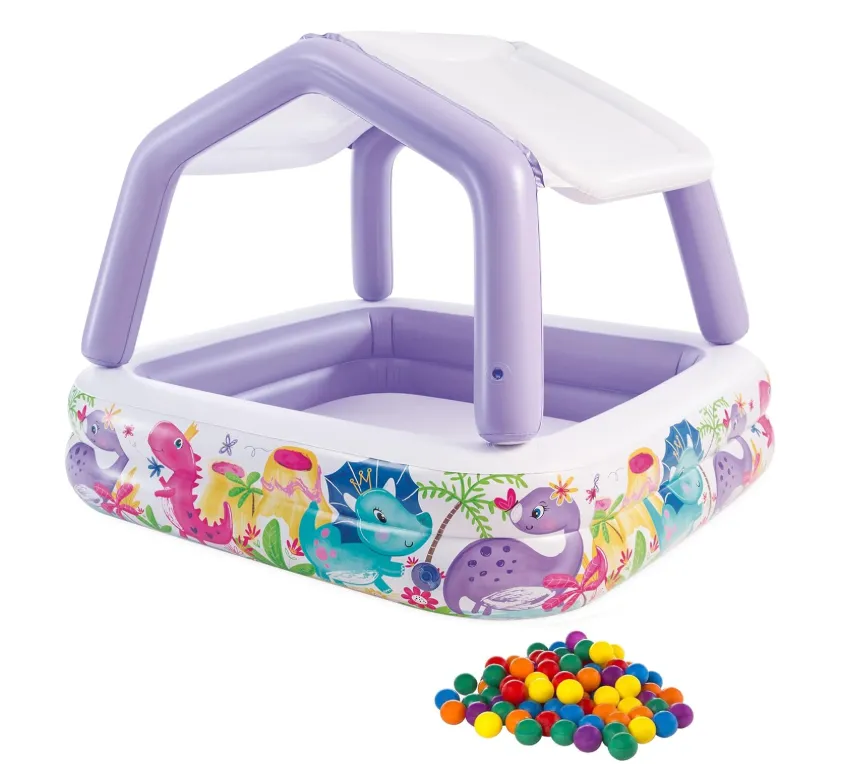 SamMag Inflatable Ocean Scene Sun Shade Kiddie Swimming Pool with 50 Balls - Purple