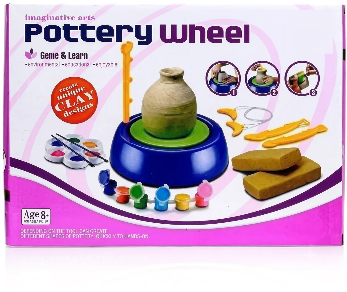 DIY Battery Operated Pottery Making & Painting Set with Modeling Clay