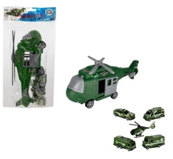 6 Piece Helicopter Friction Vehicle 29cm