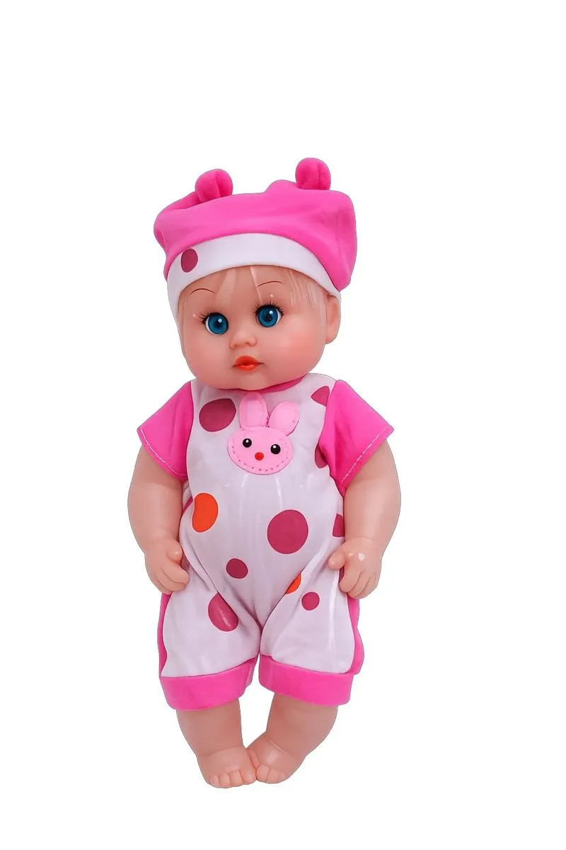 Baby Doll Toy with Pink Polka Dot Outfit and Hat