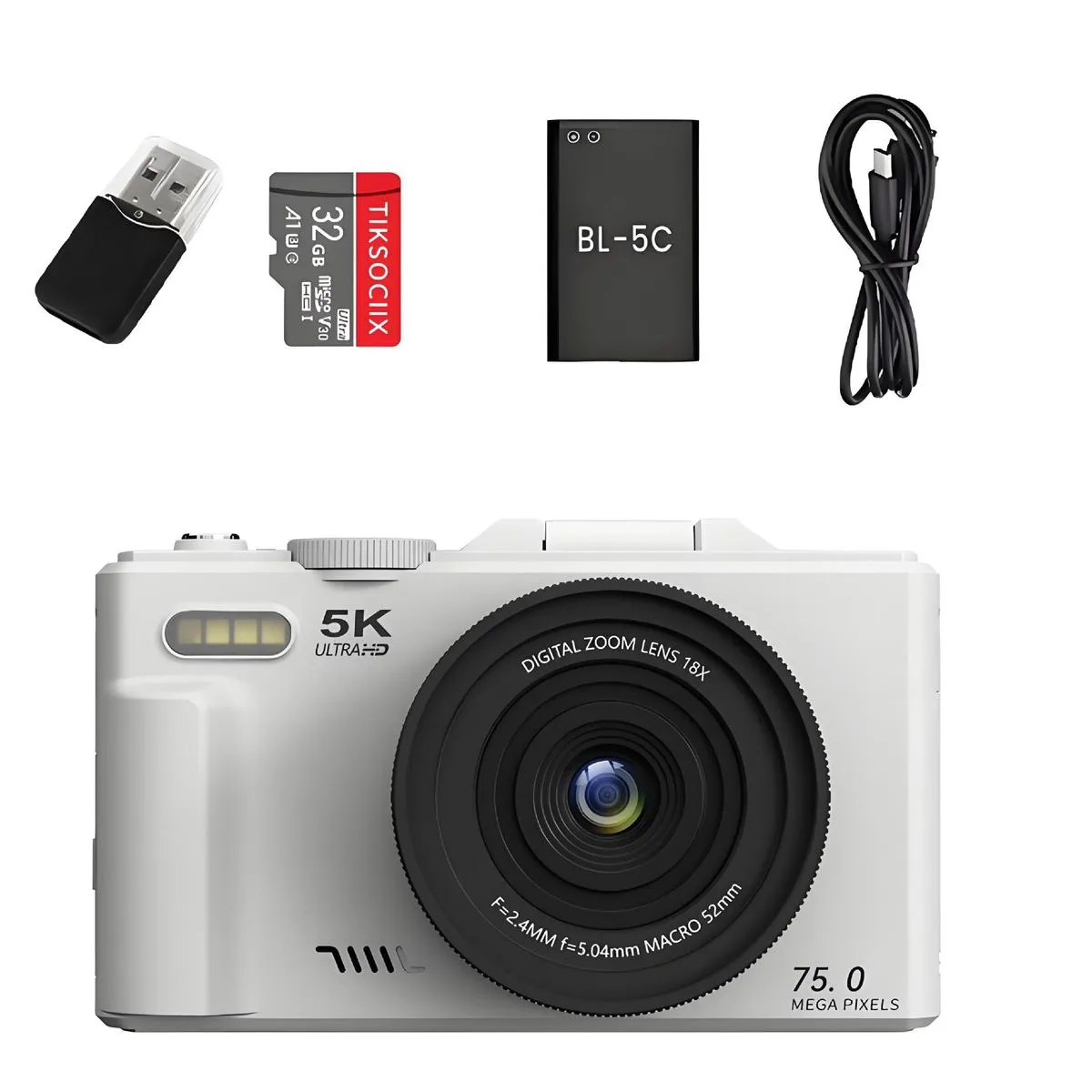 5k White Camera with 18X Zoom