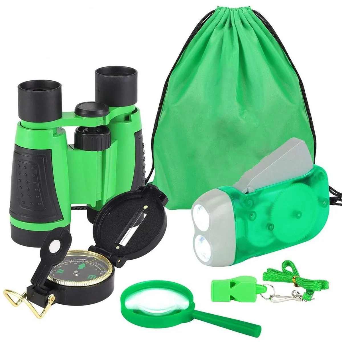 6 Piece Adventure Set Exploration Toy Kit for Outside Nature Play - Green