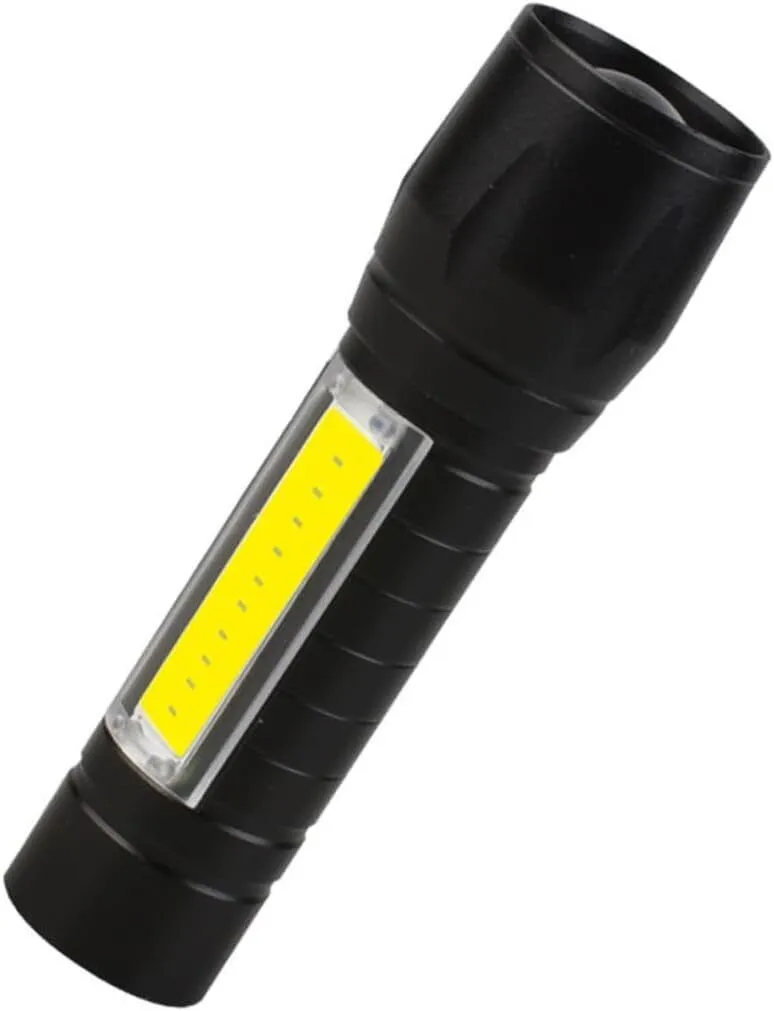 USB Rechargeable Mini Flashlight COB Side Light 3W Aluminum Alloy Strong