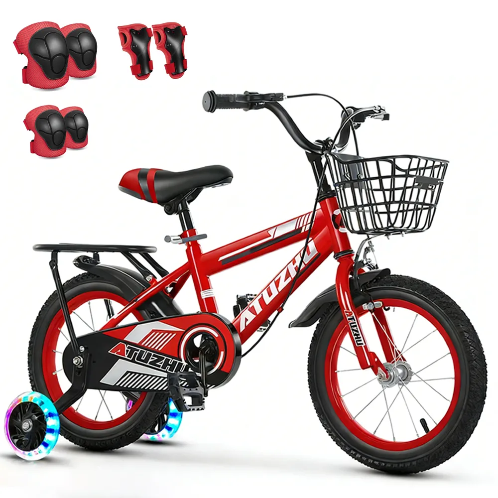 12/14 Inch Bicycles for Kids Adjustable Seat with Knee Pads Elbow Pads