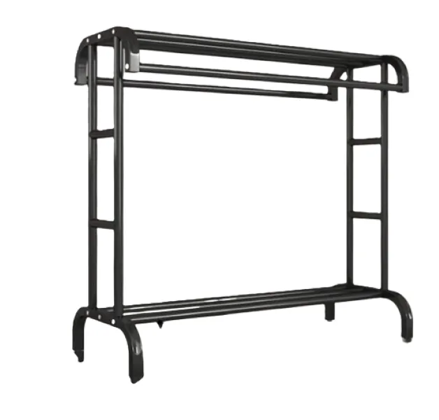 Floor-Standing Heavy Duty Pole Metal Clothes, Double-Layer Hanger