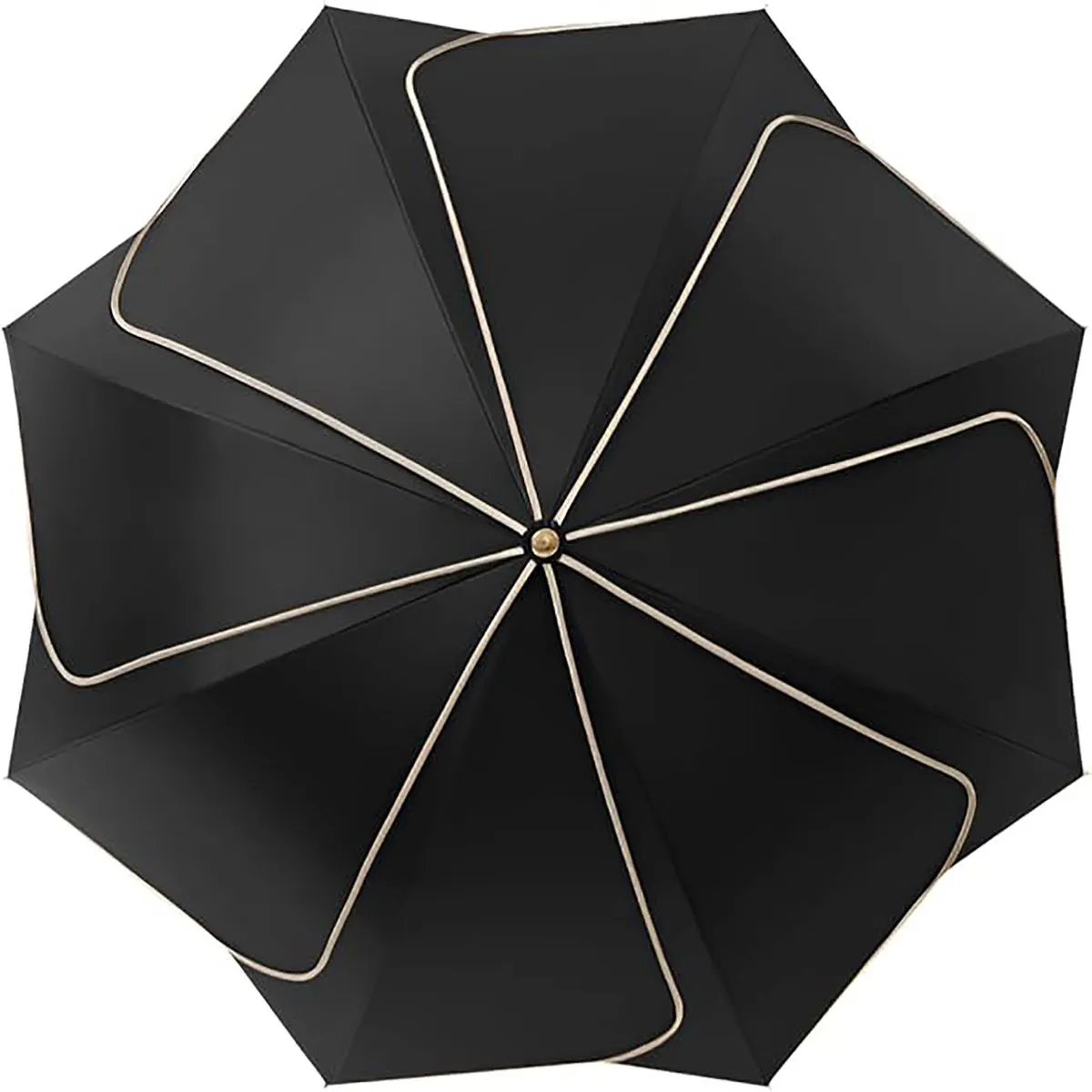 Umbrella,Petal Umbrella,Rainproof & Parasols,Natural Long Bamboo Handle - Black