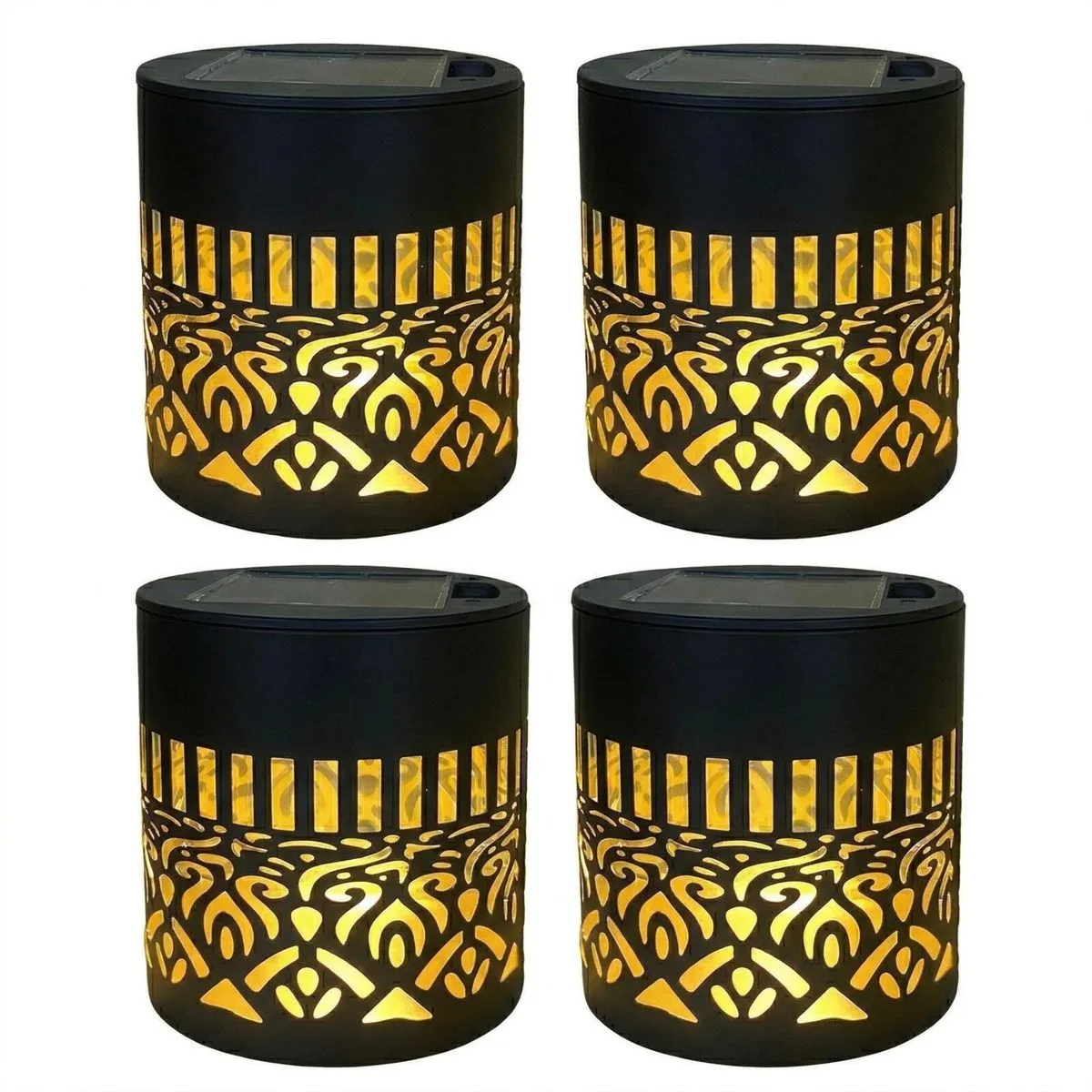 Decorative Solar Mandala Outdoor Step & Fence Lights - 4-Pack