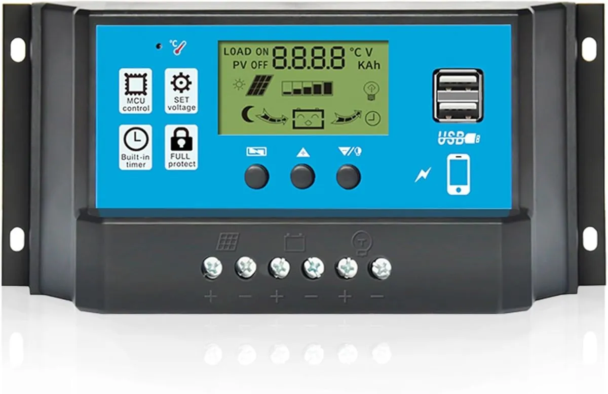 60A PWM Solar Charge controller 12V/24V with LCD Display & Dual USB Port