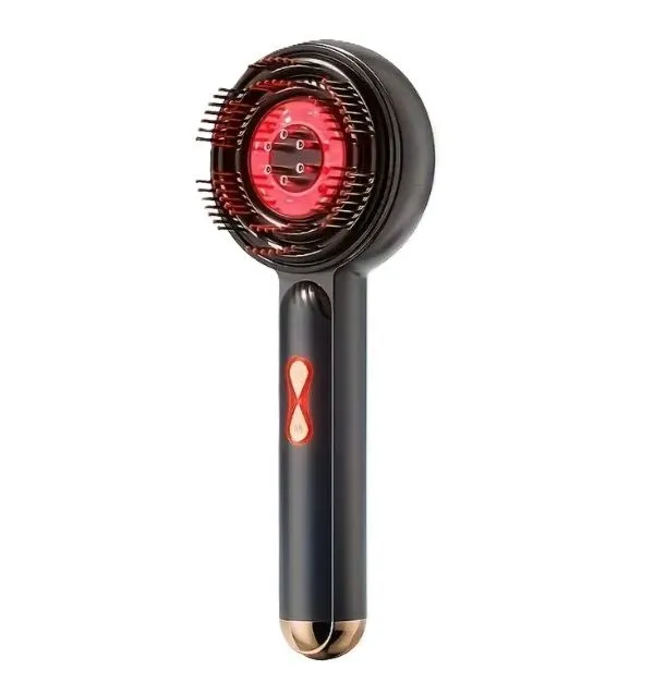 Multi-functional Red, Blue & Purple Light Therapy, 3-Mode Massage Comb - Black