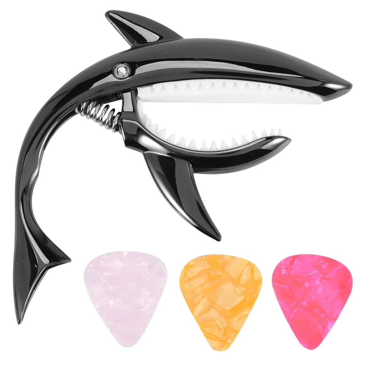 Shark Guitar Capo Zinc Alloy Capo with Pick ,Black