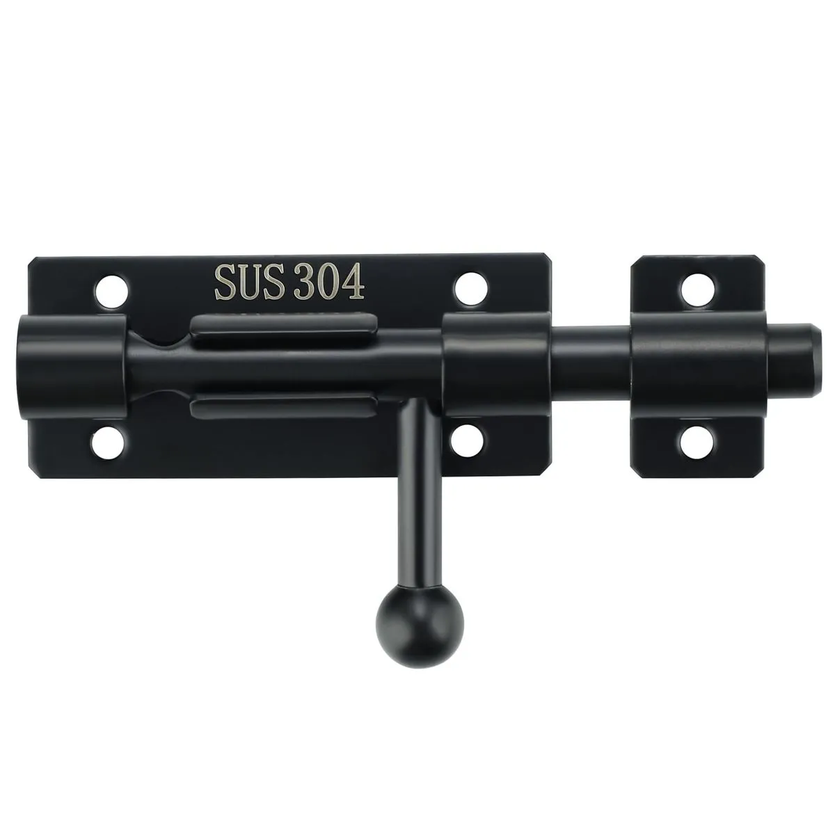 Black Stainless Steel Slide Bolt Latch | Heavy Thickened Door Lock - 4 Inch black