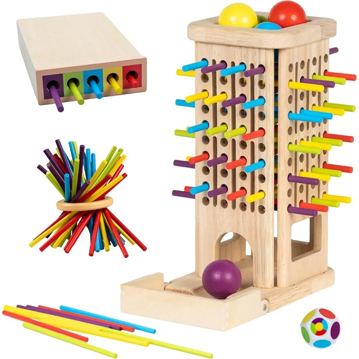 Montessori 3-in-1 Wooden Game Set, Math Counting and Fine Motor Skills Toy