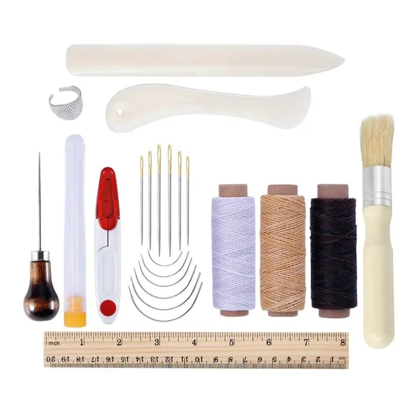 23Ps Book binding Starter Tools Kit Bone Folder Paper Ruler Sewing Supplies