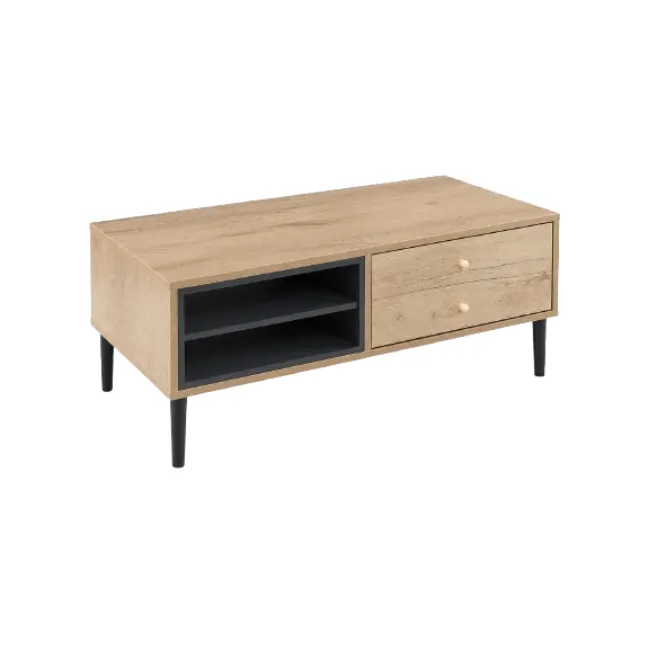 Modern Wooden TV Stand with Storage Shelves & Drawers