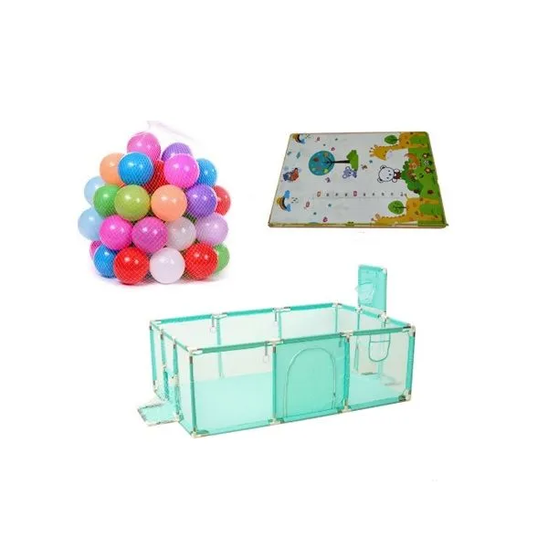 Children's Playpen for Kid Pool Bed Baby Fence Indoor Playground-Green