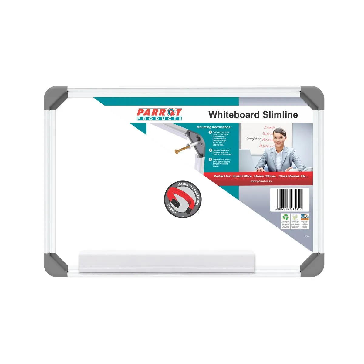 Parrot Products Slimline Magnetic Whiteboard 300 × 450mm