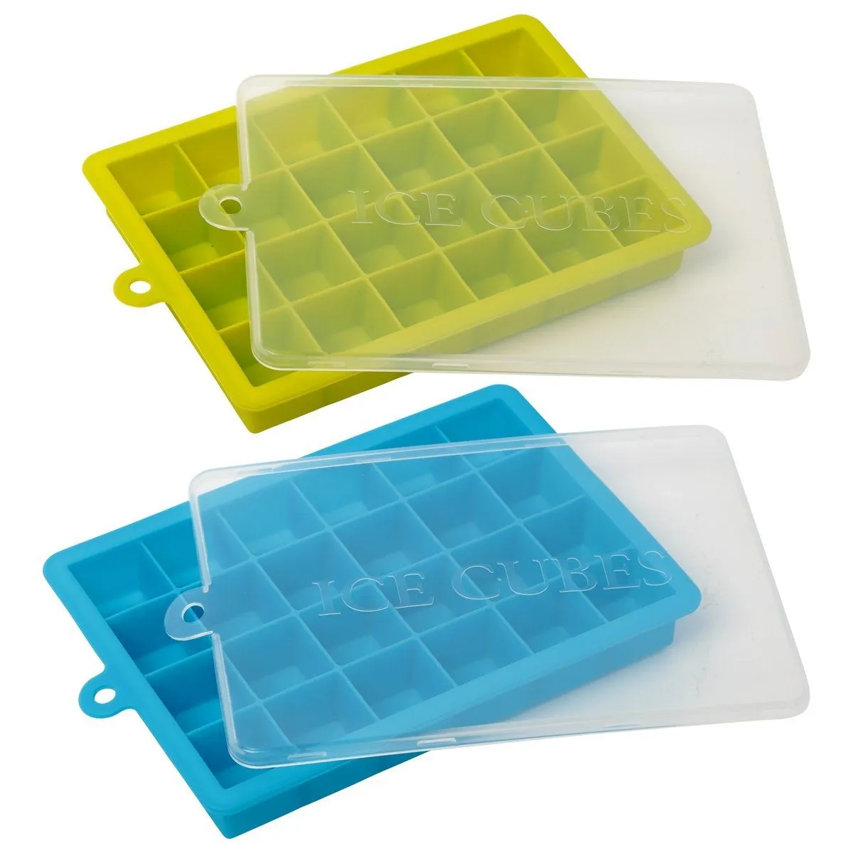 2 Pcs 15 Ice Cube Square Ice Cube Molds Silicone Ice Cube Tray - Blue & Green