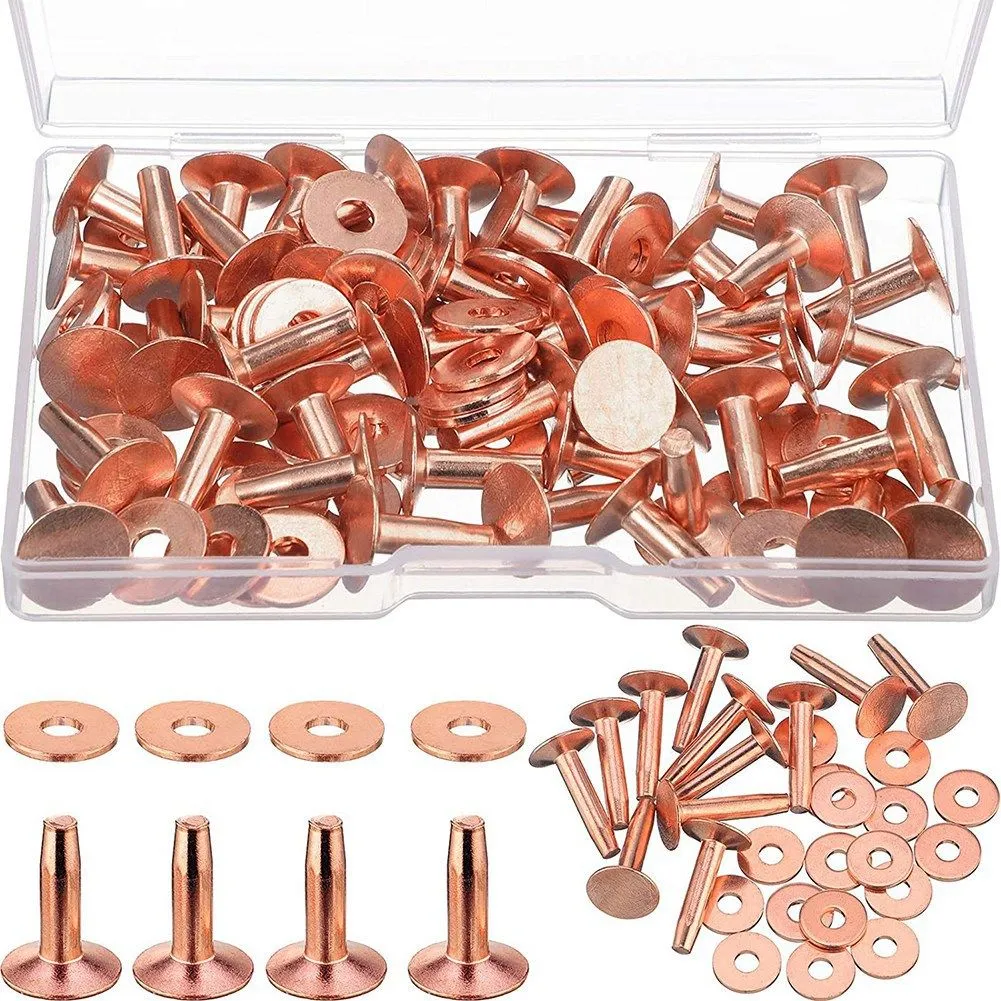 50 Sets Copper Rivets and Burrs, for Belts Leather DIY Craft 1/2 Inch