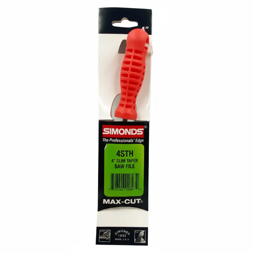 4 Inch Slim Taper Saw File with Handle for Precision Sharpening