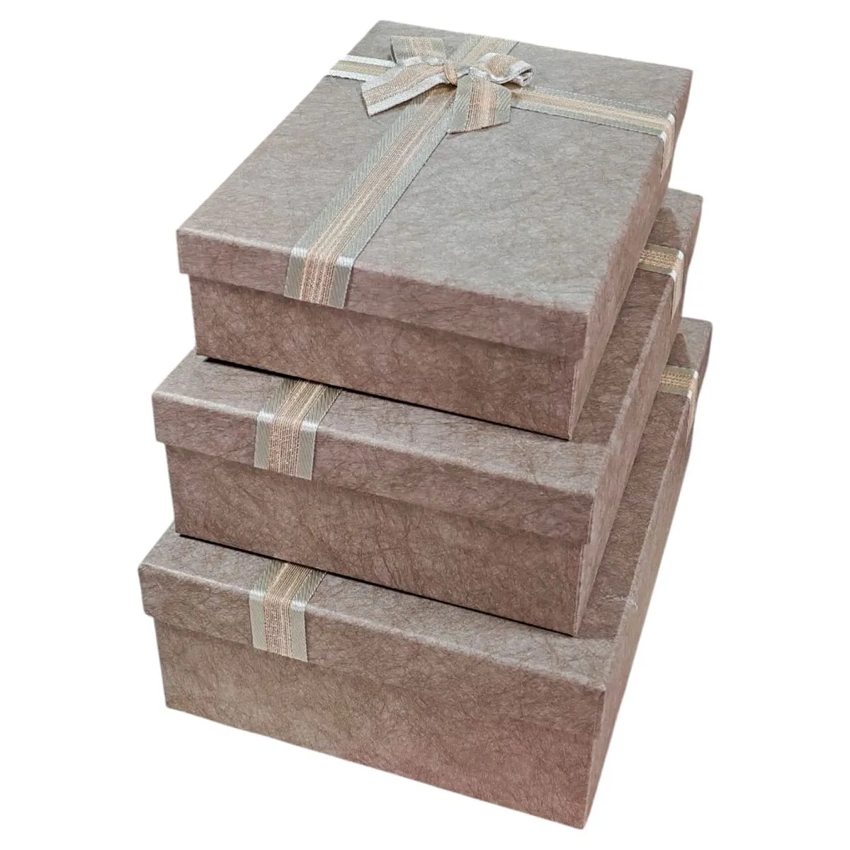 Pack of 3 - Rectangular Gift Boxes with Ribbon Birthday Gift Packaging Brow