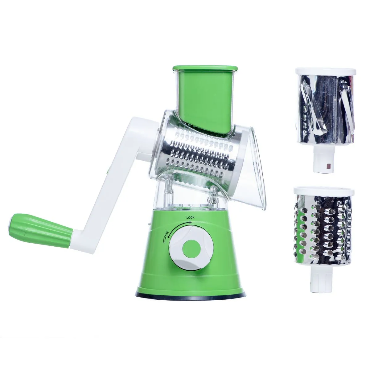 Multi-Shredder Tabletop Drum Grater / 3 Interchangeable Drums - Green