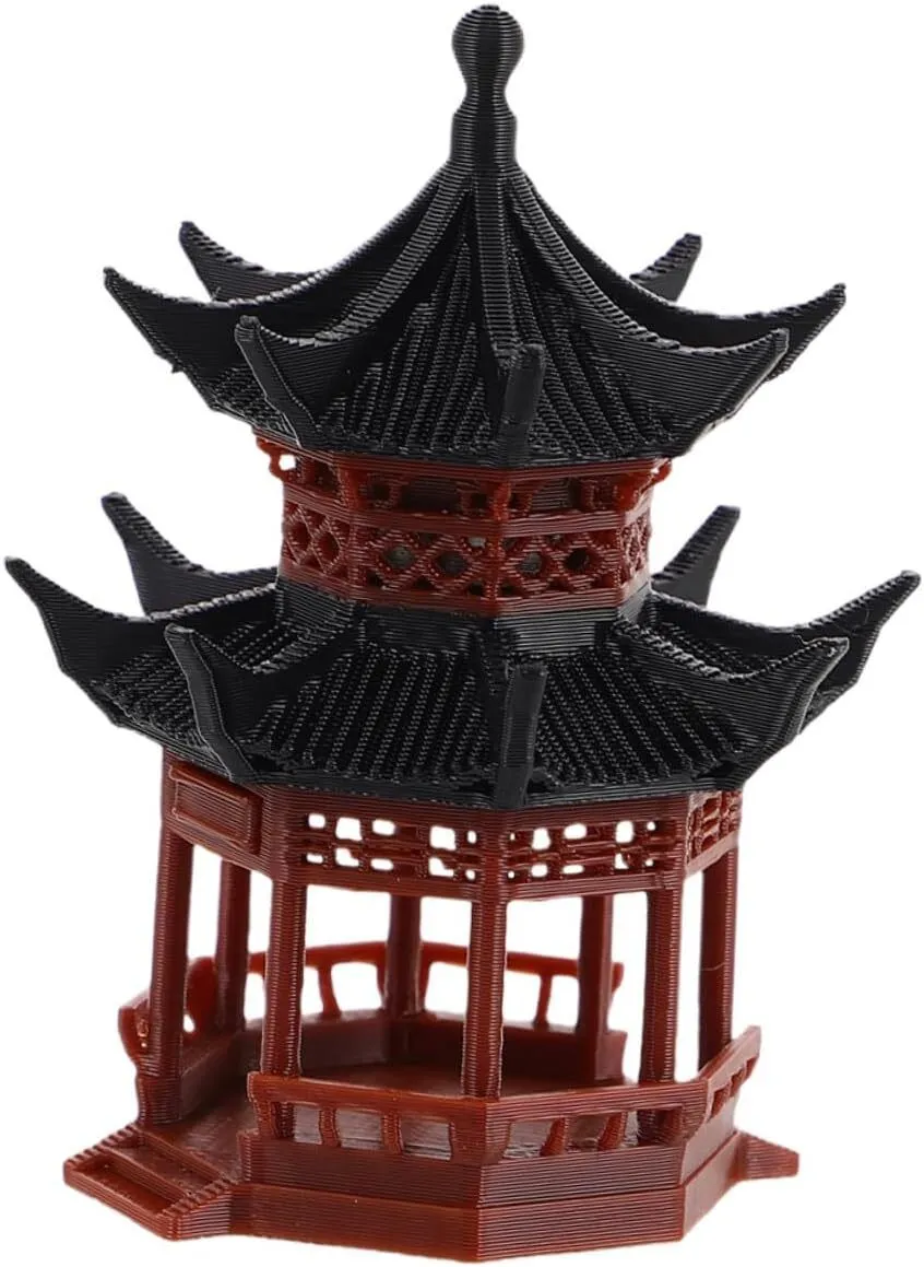 Mini Chinese Pavilion Statue for Aquarium, Bonsai and Fairy Garden