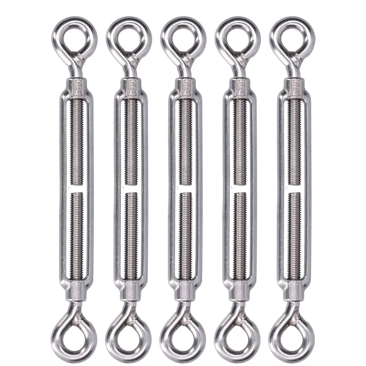 5Pcs M6 304 Stainless Steel Eye Turnbuckles for Wire Rope Tensioning