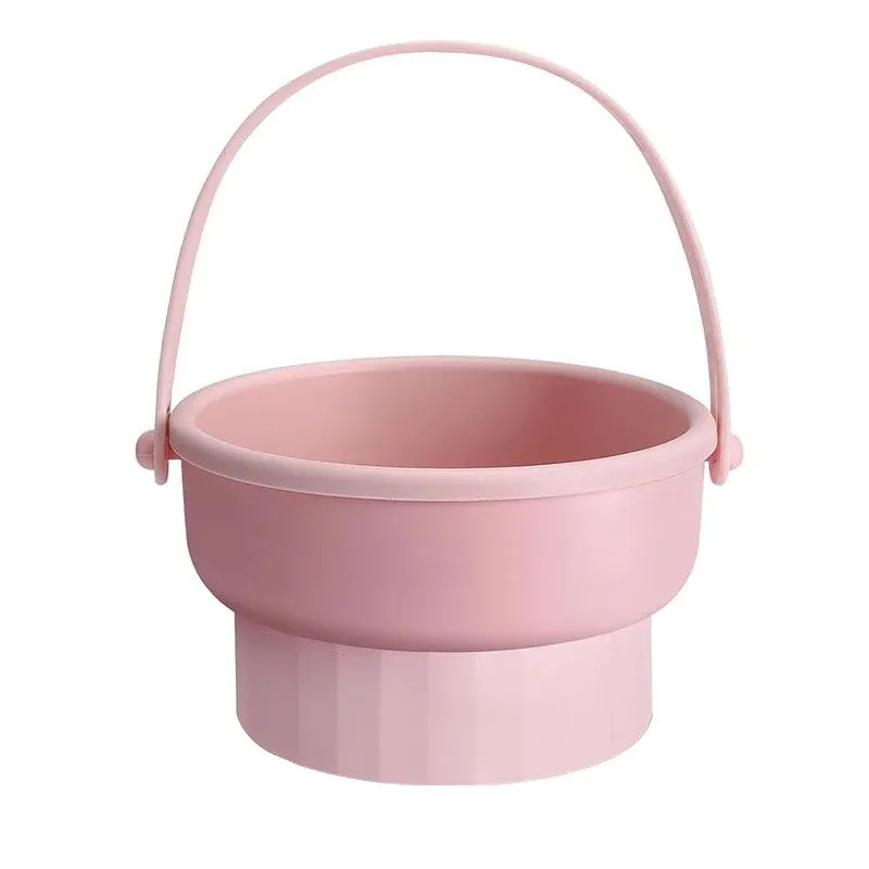 Makeup Brush Cleaning Mat 3-In-1 Silicone Washing Bowl with Brushes - Pink