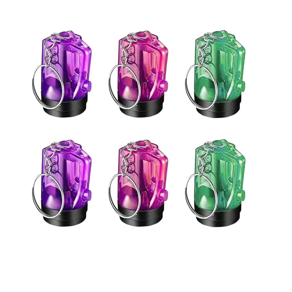 Mini LED Flashlight Keychain Set - Portable Pocket Torch Keyring 6 Piece - Purple-Pink-Green