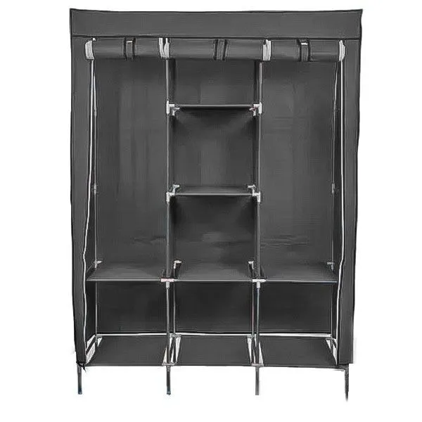Wardrobe Storage Rack/Organizer With Cover - Black