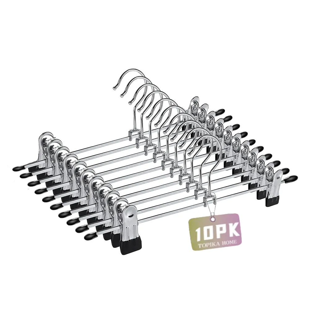 TopikaHome - 10/20PCS Metal Pants & Skirt Hangers with Adjustable Clips - 10 pack