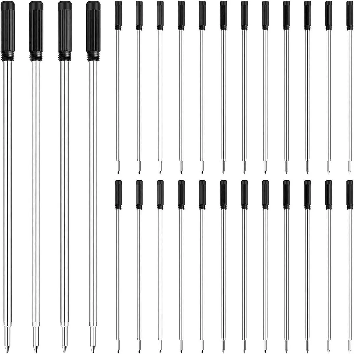 200pcs Ballpoint Refills - Black Ink Replaceable Refills - Metal Pen Core