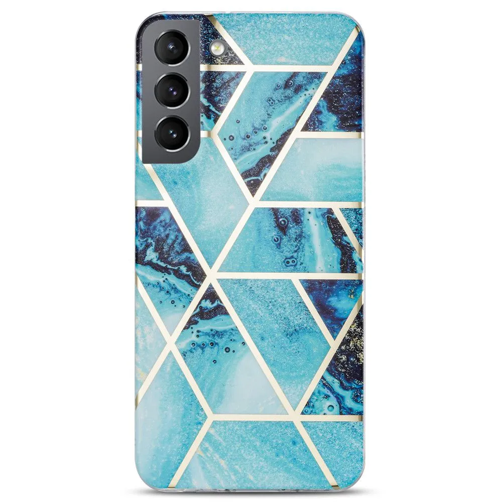 Geometric Fashionable Marble Design Phone Cover for Samsung S21 - Ocean Blue