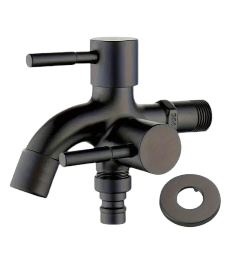Heavy Duty Stainless Steel Dual Outlet Faucet - Black